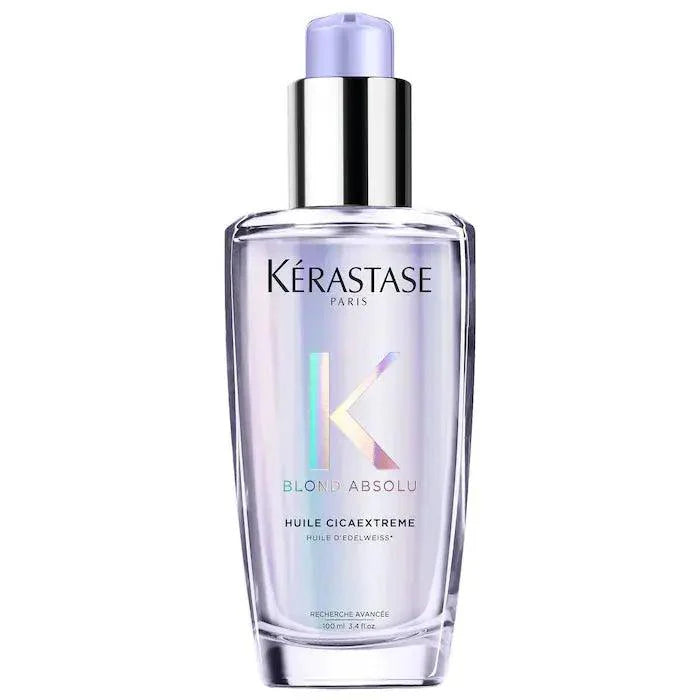 Kérastase Blond Absolu Huile Cicaextreme hair oil bottle for blonde hair care and nourishment.