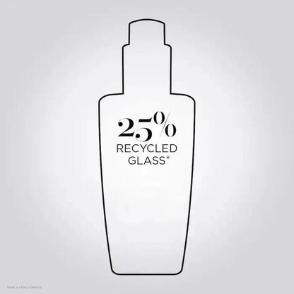 Skincare bottle made from 25% recycled glass, showcasing eco-friendly and sustainable packaging.