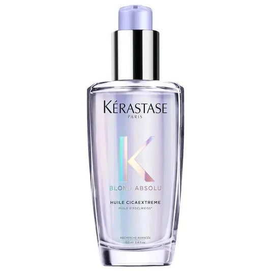Kérastase Blond Absolu Huile Cicaextreme hair oil bottle for blonde hair care and nourishment.