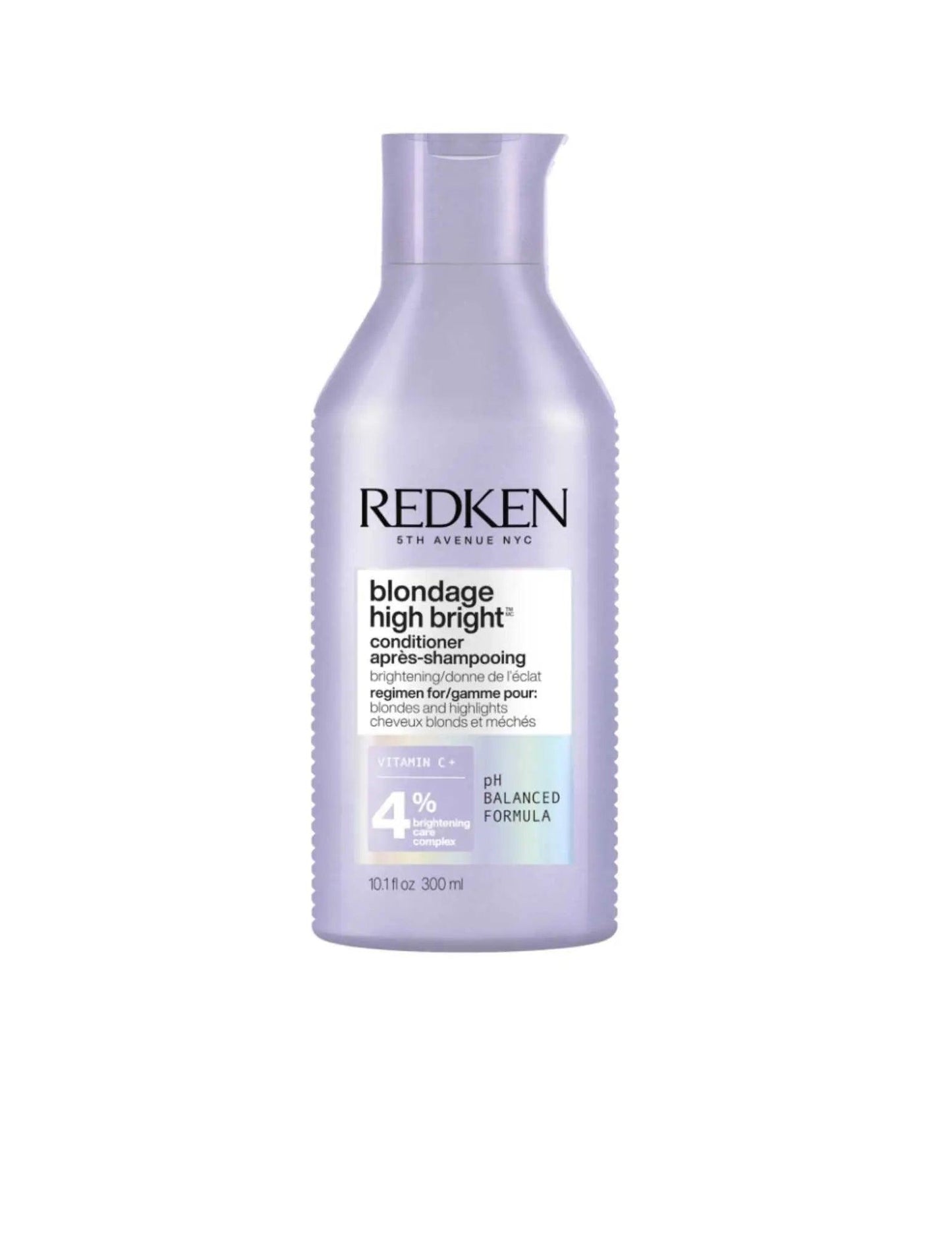 Redken Blondage High Bright Conditioner bottle for enhancing blonde hair vibrancy and nourishment.