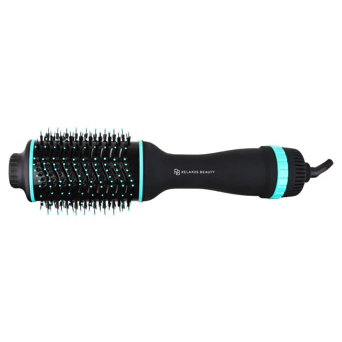 Lightweight blowdry brush featuring adjustable speed and temperature for effortless styling at home.