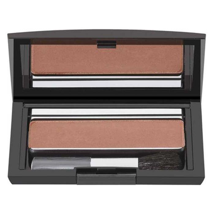 Blush and eyeshadow trio compact with mirror and applicator, featuring three complementary shades for versatile makeup looks.