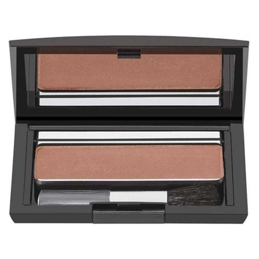 Blush and eyeshadow trio compact with mirror and applicator, featuring three complementary shades for versatile makeup looks.