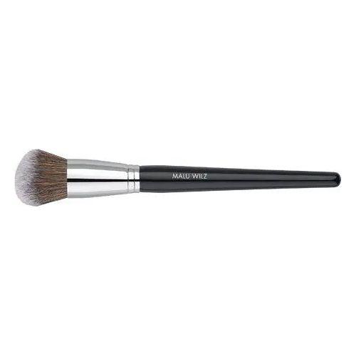 Malu Wilz Blush Brush with synthetic bristles and a sleek wooden handle for flawless blush application.