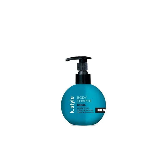 K.Style Body Shaper Volume Cream in a blue pump bottle for added body, texture, and shine with floral jasmine fragrance.