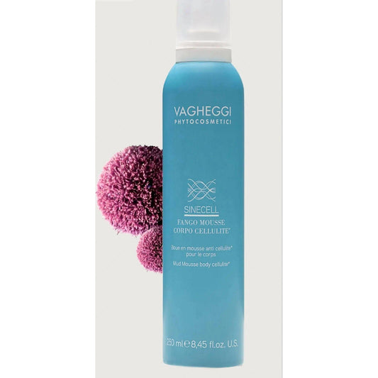 Anti-cellulite mousse by Vagheggi with algae extract Jania Rubens and nourishing almond oil, 250ml bottle.
