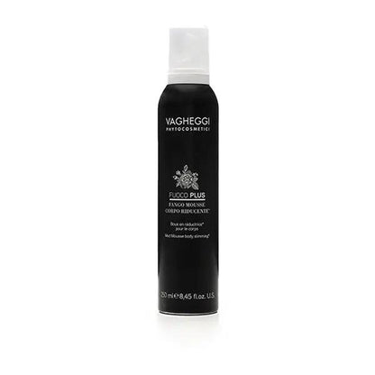 Boue En Mousse Réductrice Fuoco Plus by Vagheggi, sculpting body mousse in sleek black spray bottle, 250ml.