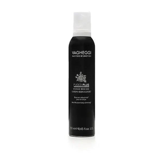 Boue En Mousse Réductrice Fuoco Plus by Vagheggi, sculpting body mousse in sleek black spray bottle, 250ml.