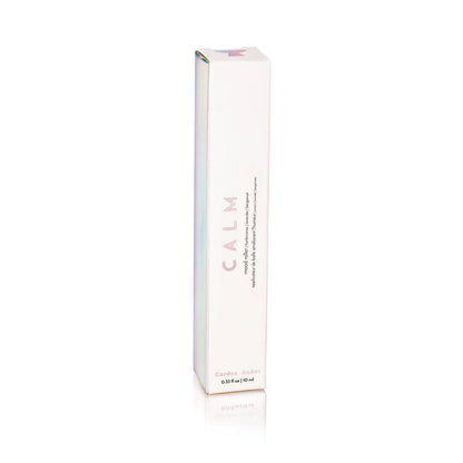 "Calm perfume packaging box displayed on a white background"