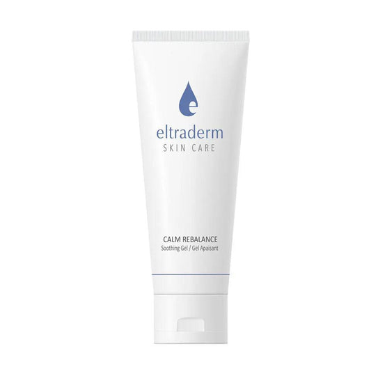 Calm Rebalance soothing gel tube by Eltraderm, designed to restore skin balance and reduce redness.