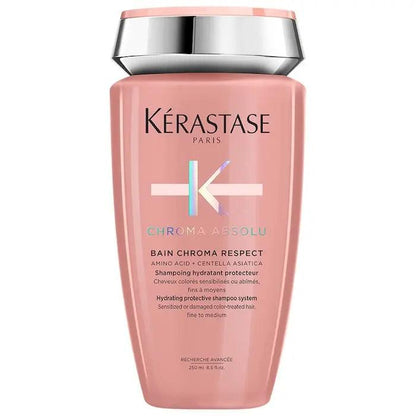 Kérastase Chroma Absolu Bain Chroma Respect shampoo with amino acid and centella asiatica for damaged color-treated hair.