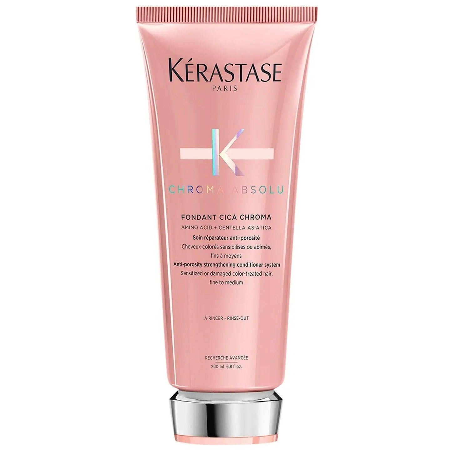 Kérastase Chroma Absolu Fondant Cica Chroma conditioning treatment for color-treated hair, 200ml tube.