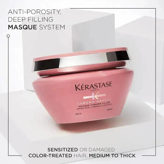 Kérastase Chroma Absolu Masque for Sensitized Color-Treated Hair, Anti-Porosity Deep-Filling Hair Mask