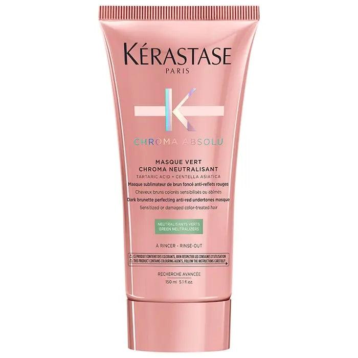 Kérastase Chroma Absolu Masque Vert for dark brunette, damaged color-treated hair, 150ml tube