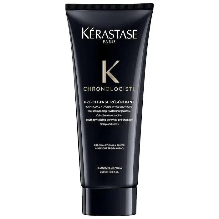 Kérastase Chronologiste Pré-Cleanse Régénérant pre-shampoo treatment for cleansing oily scalps and restoring hair vitality.