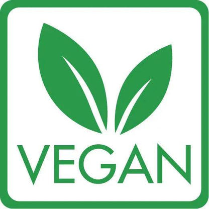 Green vegan logo with leaf design, indicating cruelty-free and plant-based products.