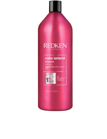 Redken Color Extend Shampoo 1L bottle for color-treated hair, designed to cleanse and preserve color vibrancy.