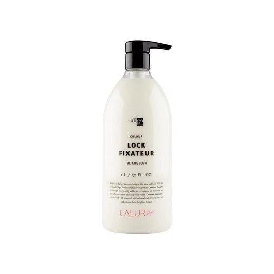 Colour Lock professional hair color treatment bottle, vegan and sulfate-free, designed to lock in hair color after services.