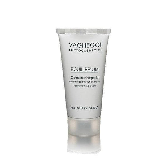 Equilibrium Vegetable Hand Cream by Vagheggi in 50ml tube, nourishing formula with shea butter and natural extracts.