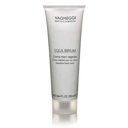 Equilibrium Vegetable Hand Cream in a 250ml tube, designed to nourish and protect hands with natural ingredients.