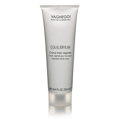 Equilibrium Vegetable Hand Cream in a 250ml tube, designed to nourish and protect hands with natural ingredients.