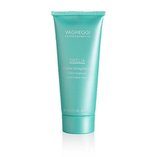 Sikelia Stretchmarks Cream tube, 200ml, enriched with black carmarin extract for moisturizing and skin smoothing.