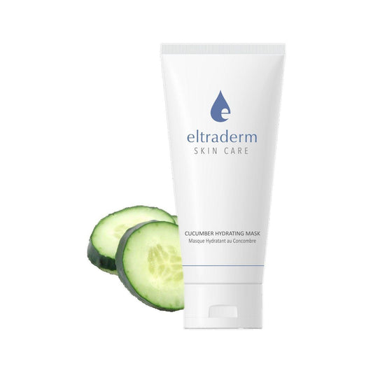Cucumber Hydrating Mask tube with fresh cucumber slices, ideal for soothing and hydrating irritated skin.