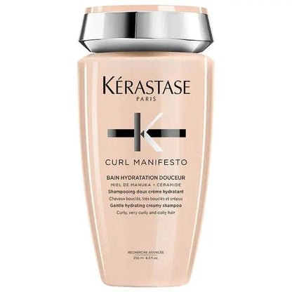 Kérastase Curl Manifesto Bain Hydration Douceur shampoo bottle for curly and coily hair, sulfate-free and hydrating.