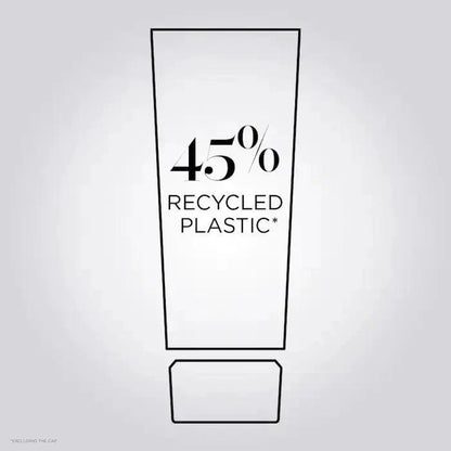 Tube graphic showing "45% recycled plastic" for eco-friendly product packaging.