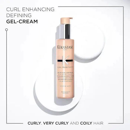 Kérastase Curl Manifesto Gelée Contour gel-cream for enhancing and defining curly hair, reducing frizz and adding shine.