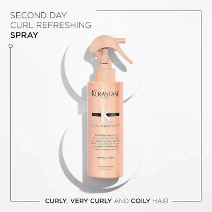 Curl Manifesto Refresh Absolu spray for refreshing and restyling curly hair, ideal for second-day curls.