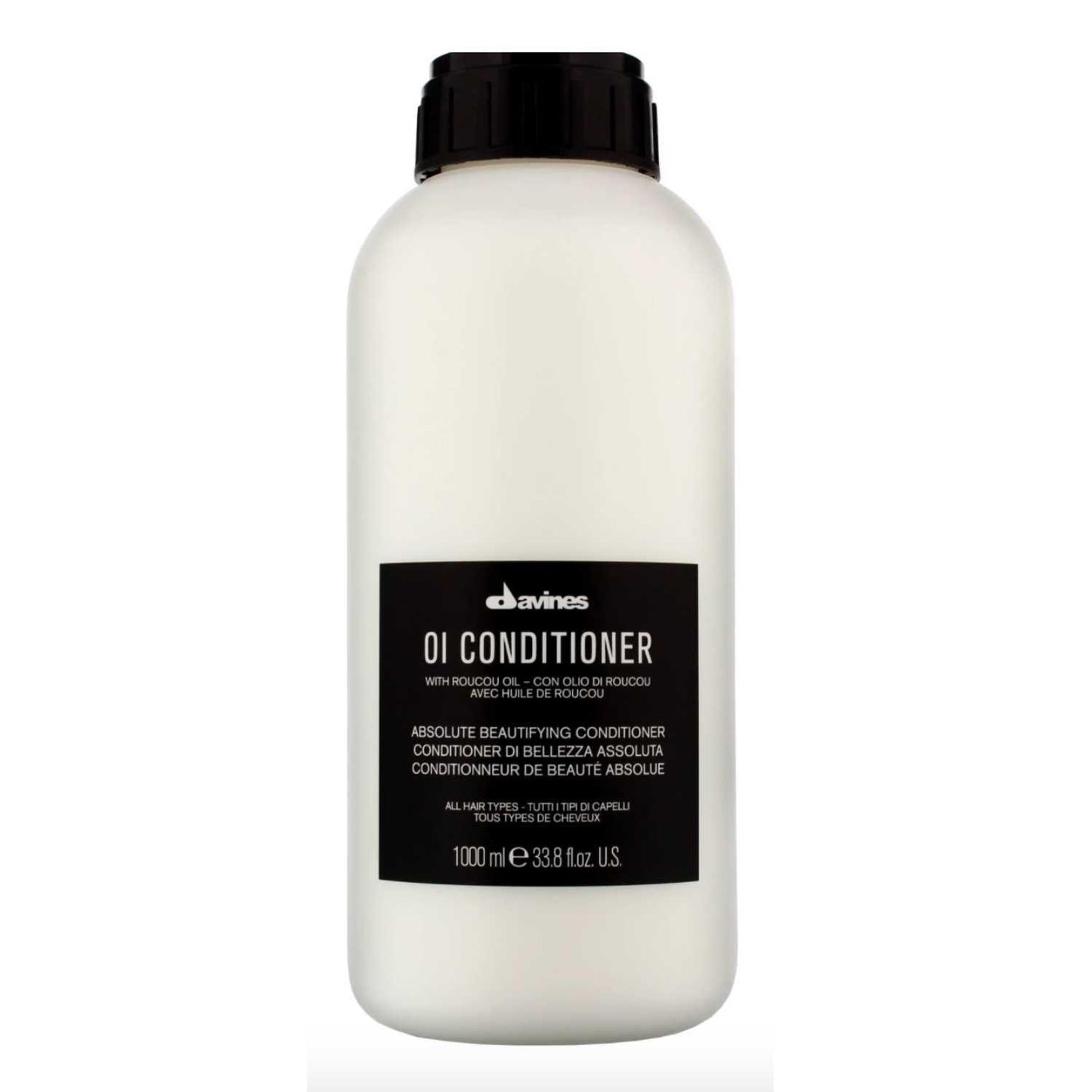 Davines Essential Haircare OI Conditioner in a 1000ml bottle, nourishing and enhancing hair softness and shine.