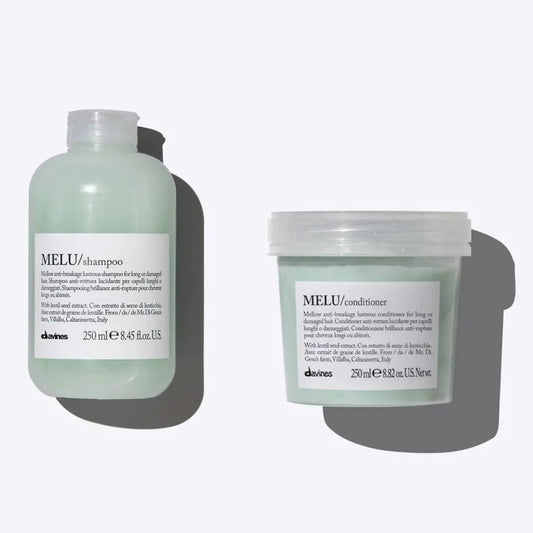 Davines Melu Shampoo and Conditioner Duo 250ml for long, damaged hair, anti-breakage and moisturizing formula.
