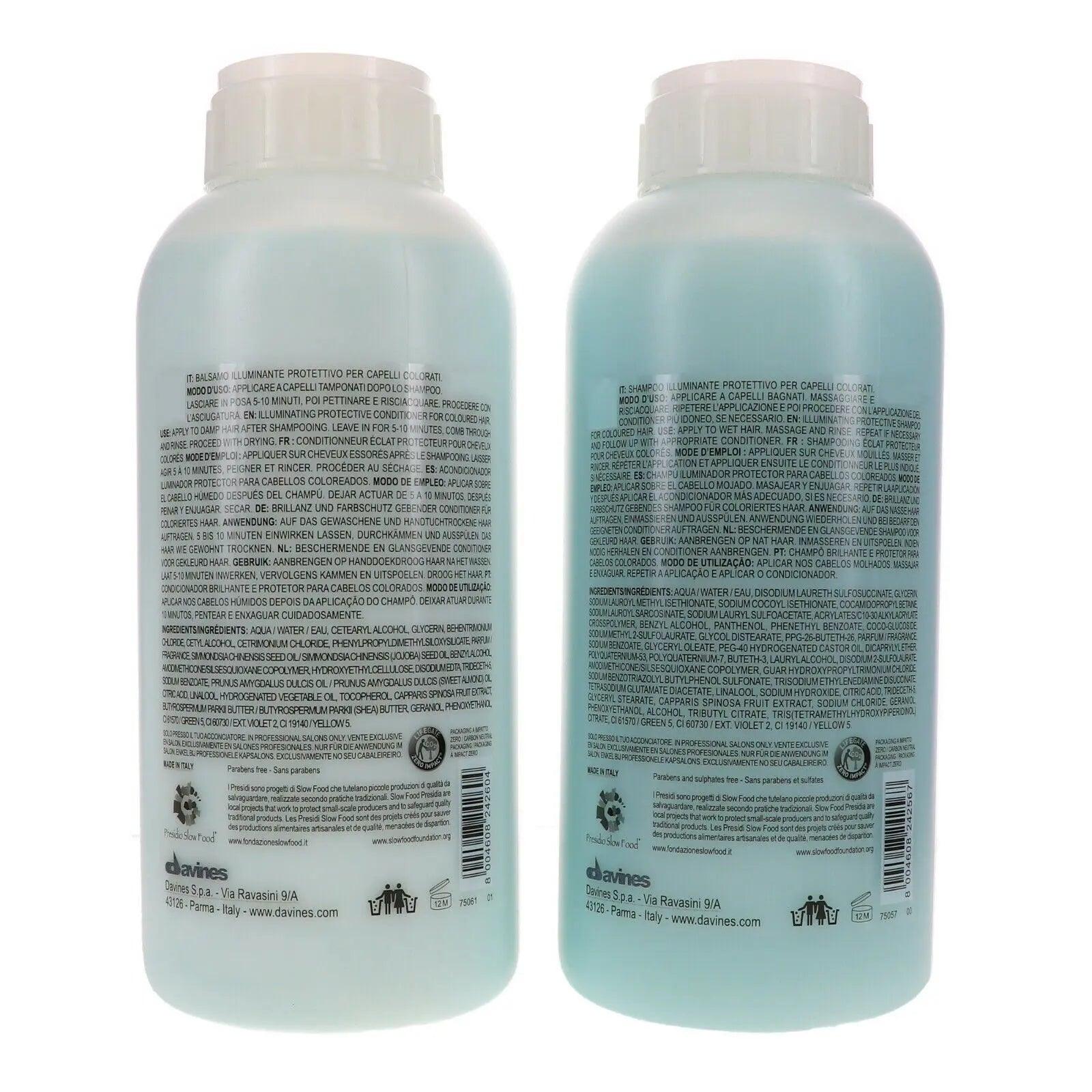 Davines Minu Pro Size shampoo and conditioner duo, 1L bottles with product information and ingredients on the labels.