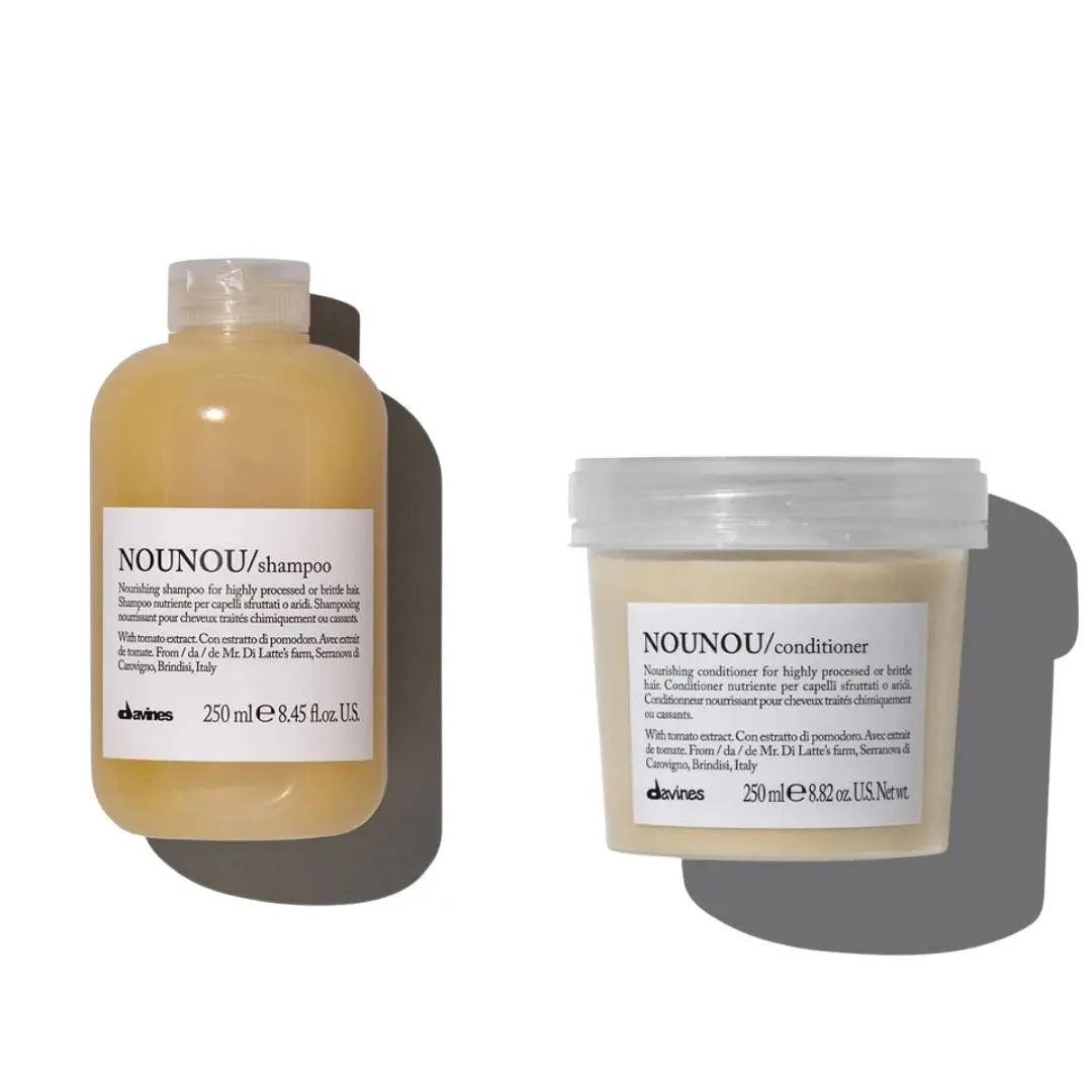 Davines Nounou Shampoo and Conditioner Duo 250ml for nourishing and repairing damaged hair.
