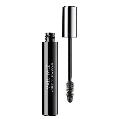 Malu Wilz Deluxe Volume Noir Mascara in sleek black tube with applicator brush for bold, voluminous lashes.