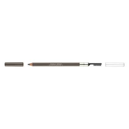 Malu Wilz Designer Eyebrow Pencil with cap and spoolie brush, ideal for defining and grooming eyebrows.