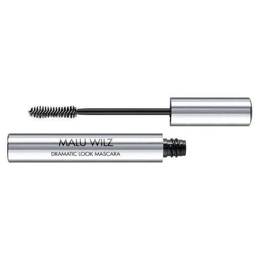 Malu Wilz Dramatic Look Noir Mascara showcasing the applicator and sleek packaging for bold, dramatic eyelash volume.