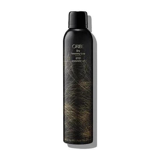 Oribe Dry Texturizing Spray black bottle for hair volume and texture styling.