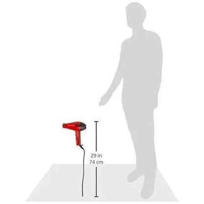 Elchim Classic 2001 hair dryer with a silhouette for size reference, showcasing its lightweight and professional design.