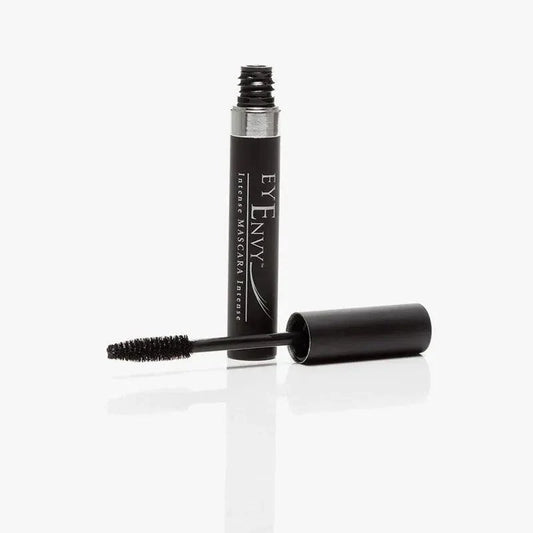 Eyenvy Intense Mascara in black with applicator, offering volume, length, and keratin boosting benefits for natural lashes.