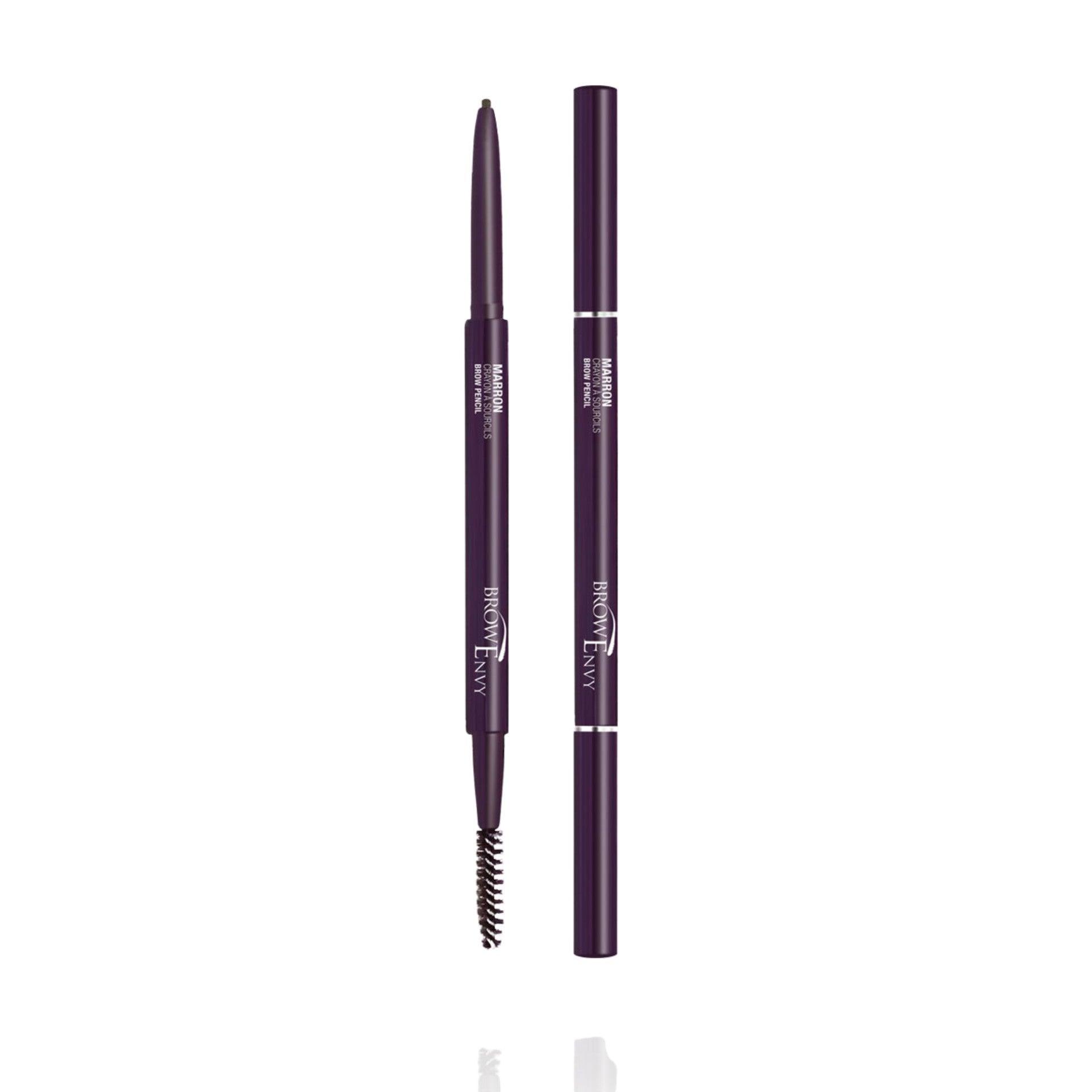 EyEnvy® Browenvy™ Pencil displaying a 1.2mm fine tip for precise eyebrow shaping and a smudge-proof, water-resistant finish.