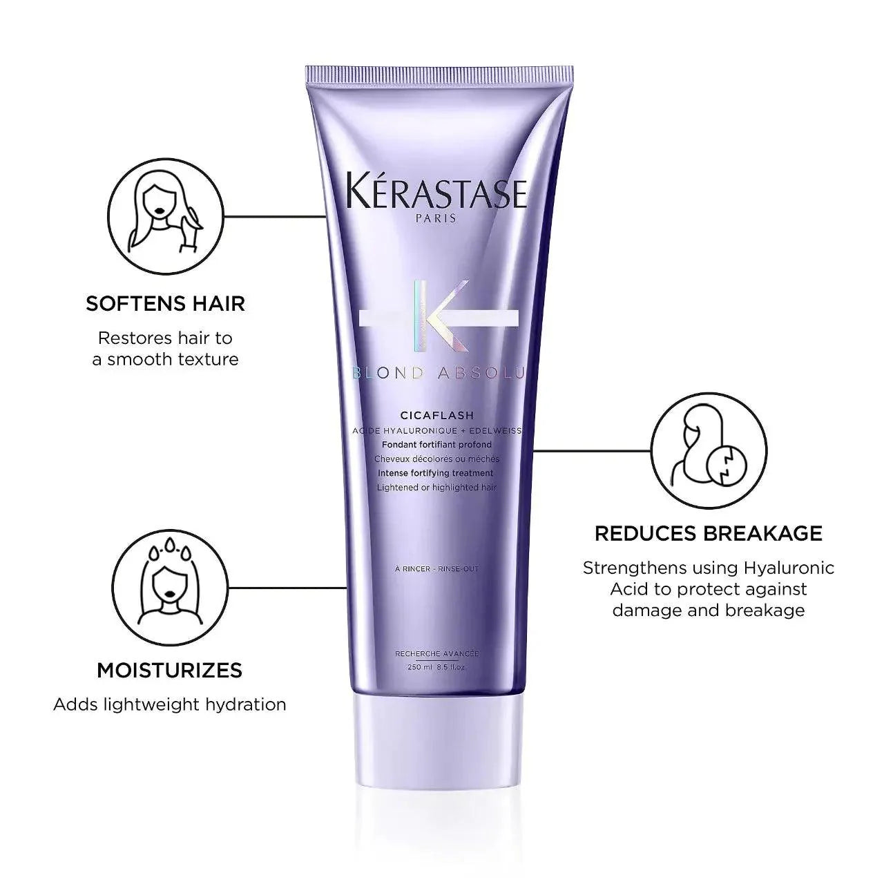 Kérastase Paris Blond Absolu Cicaflash Conditioner for softening hair, reducing breakage, and moisturizing with hyaluronic acid.