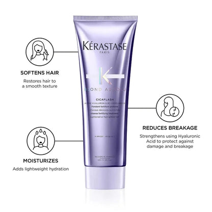 Kérastase Paris Blond Absolu Cicaflash Conditioner for softening hair, reducing breakage, and moisturizing with hyaluronic acid.