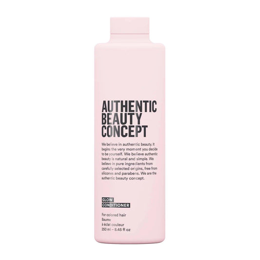 Authentic Beauty Concept Glow Conditioner bottle for colored hair, lightweight, cruelty-free, vegan, and free from harmful chemicals.
