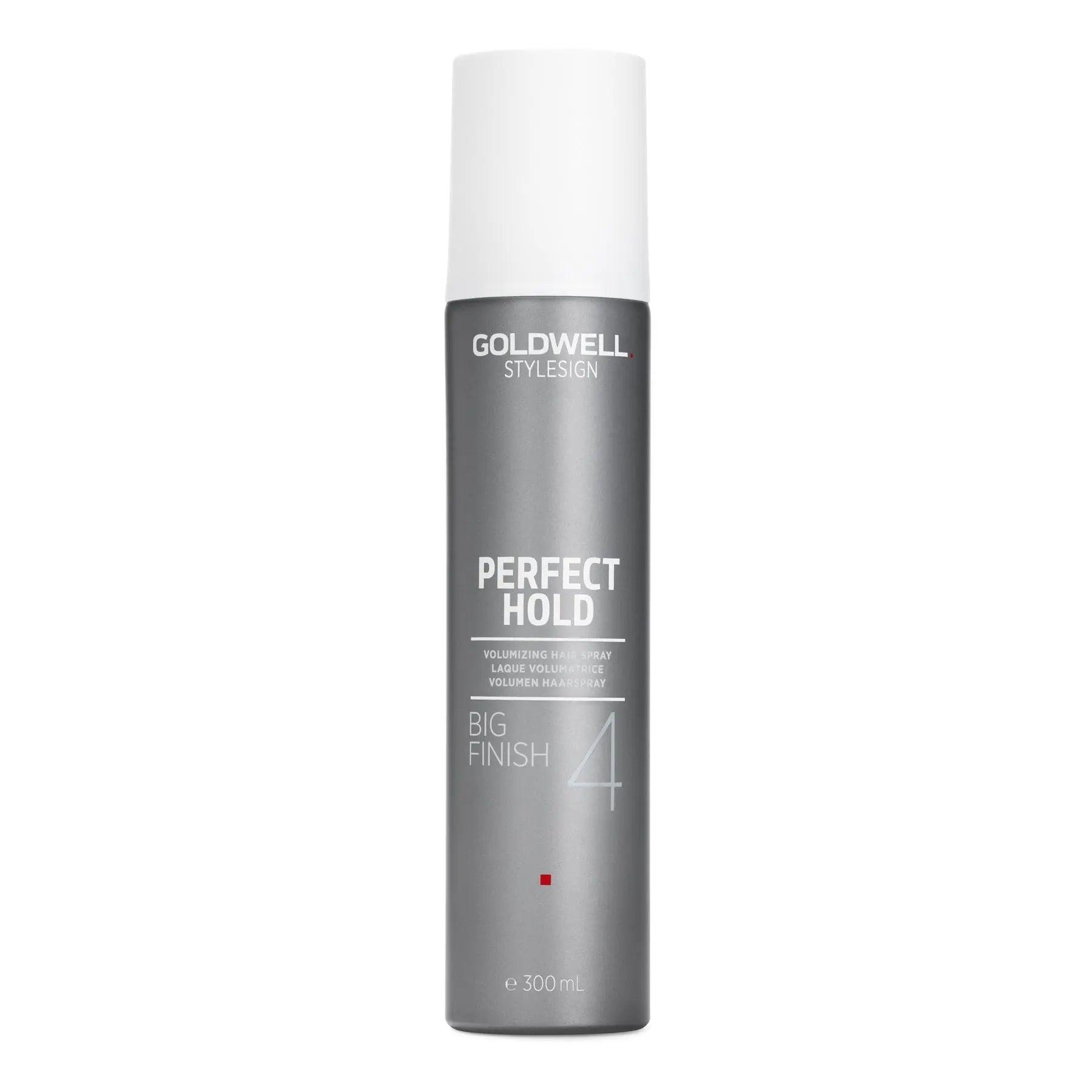 Goldwell Stylesign Perfect Hold Big Finish Volumizing Hairspray 300ml, offering strong hold and humidity protection.