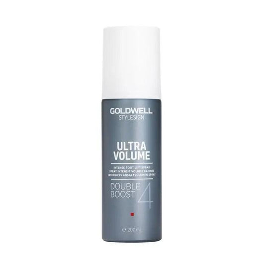 Goldwell Stylesign Ultra Volume Double Boost Root Lift Spray bottle for fine hair, providing intense root lift and volume.