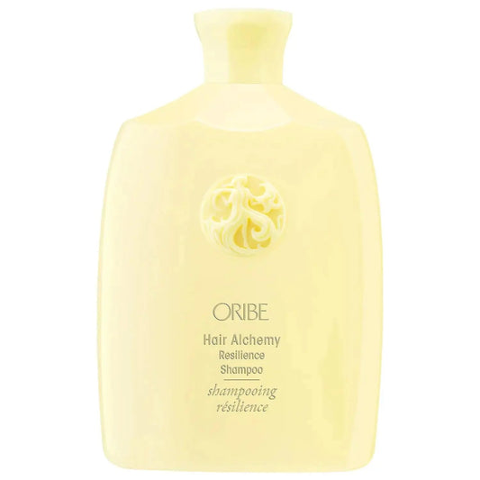Oribe Hair Alchemy Resilience Shampoo bottle, a nourishing cleanser for strengthening weak hair.