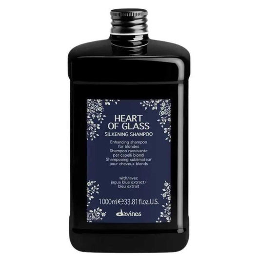 Heart of Glass Silkening Shampoo 1000ml from Davines, designed for bleached and highlighted hair.