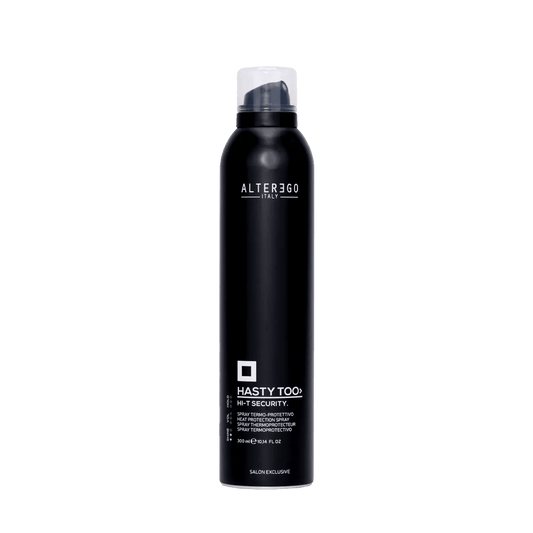 Hi-t Security spray by Alter Ego, providing heat protection and anti-frizz benefits for easy-to-manage hair.